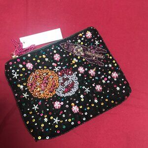 Brand new Velvet Cosmetic Bag Embraided shiny and colorful